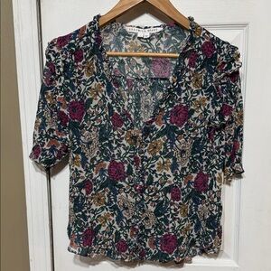 Veronica Beard 100% Silk Multicolor Floral Blouse